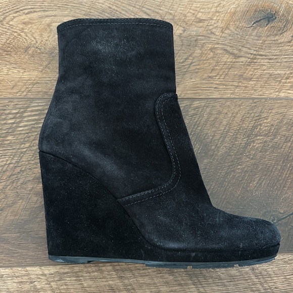 Prada Black Suede Wedge Ankle Boot - Picture 9 of 15